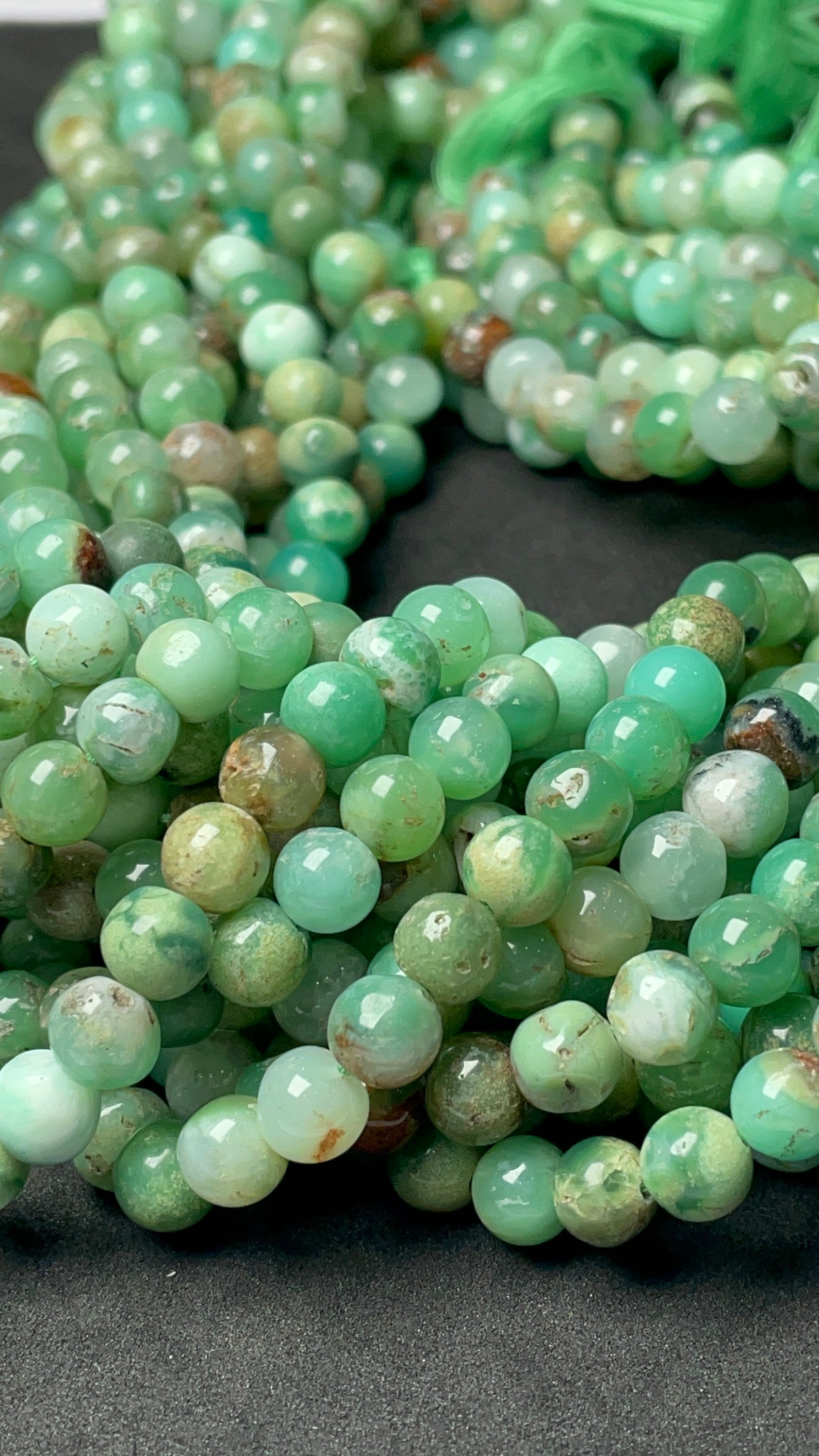 New Brand 100% Natural Rare Chrysoprase Size 7 Mm Approx Smooth Round Gemstone Beads, 14 Inches Strand An Amazing Item, Green Chrysoprase