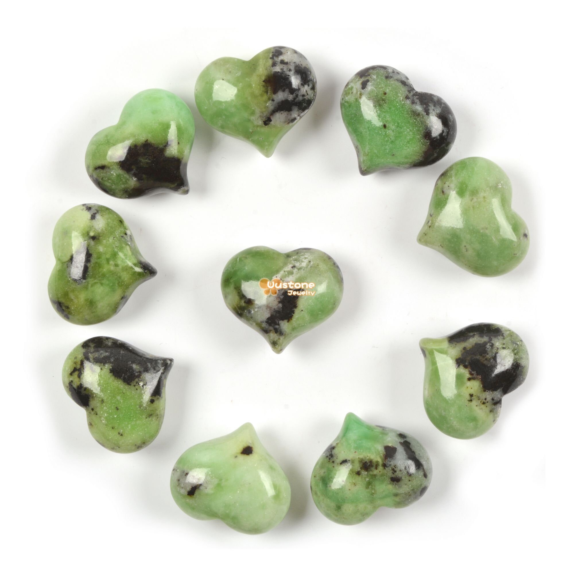25mm Australian Chrysoprase  Puff Love Hearts 1 Inch Crystal Healing Reiki Pocket Stone Chunky