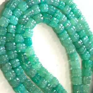 Chrysoprase Carved Cubes 15 Pcs Chrysoprase Carved Cubes 15 Pcs