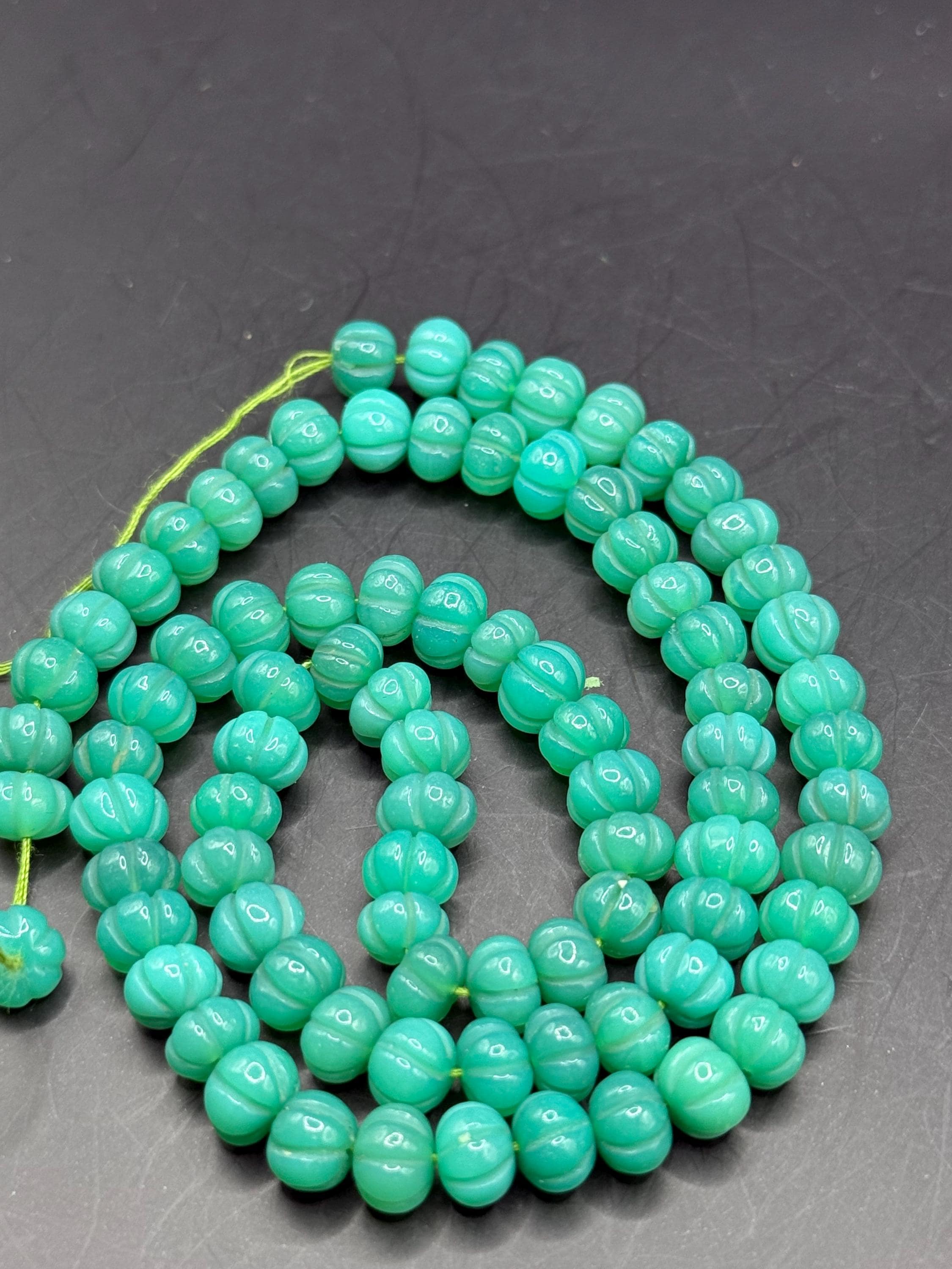 Chrysoprase Chalcedony Carved Roundelles