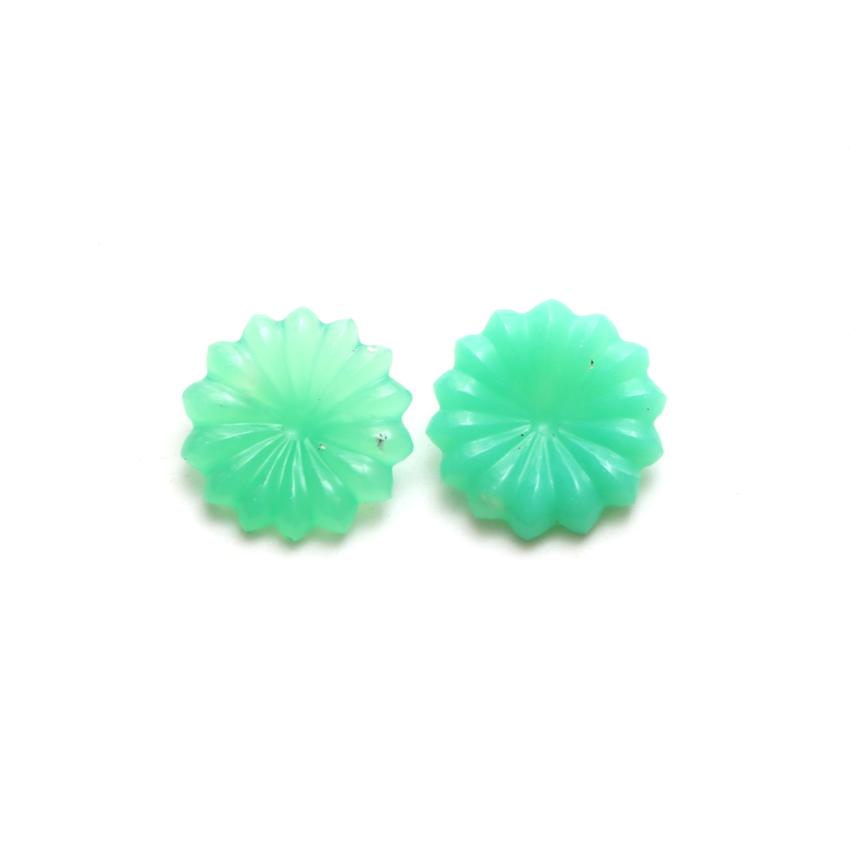 Chrysoprase Flower Carving Loose Gemstone, 21.5x21.5 Mm To 22x22 Mm, Chrysoprase Jewelry Making Gemstone, Flower Carving, Pair ( 2 Pieces ) Chrysoprase Flower Carving Loose Gemstone, 21.5x21.5 Mm To 22x22 Mm, Chrysoprase Jewelry Making Gemstone, Flower Carving, Pair ( 2 Pieces )