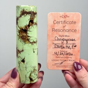 Frequency Tested - Chrysoprase Cylinder , 242g , - #2 (23086 Hz, F#, Green Crystal Meditation Stone) Frequency Tested - Chrysoprase Cylinder , 242g , - #2 (23086 Hz, F#, Green Crystal Meditation Stone)