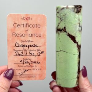 Frequency Tested - Chrysoprase Cylinder , 282g , - #1 (26211 Hz, G#, Green Crystal Meditation Stone) Frequency Tested - Chrysoprase Cylinder , 282g , - #1 (26211 Hz, G#, Green Crystal Meditation Stone)