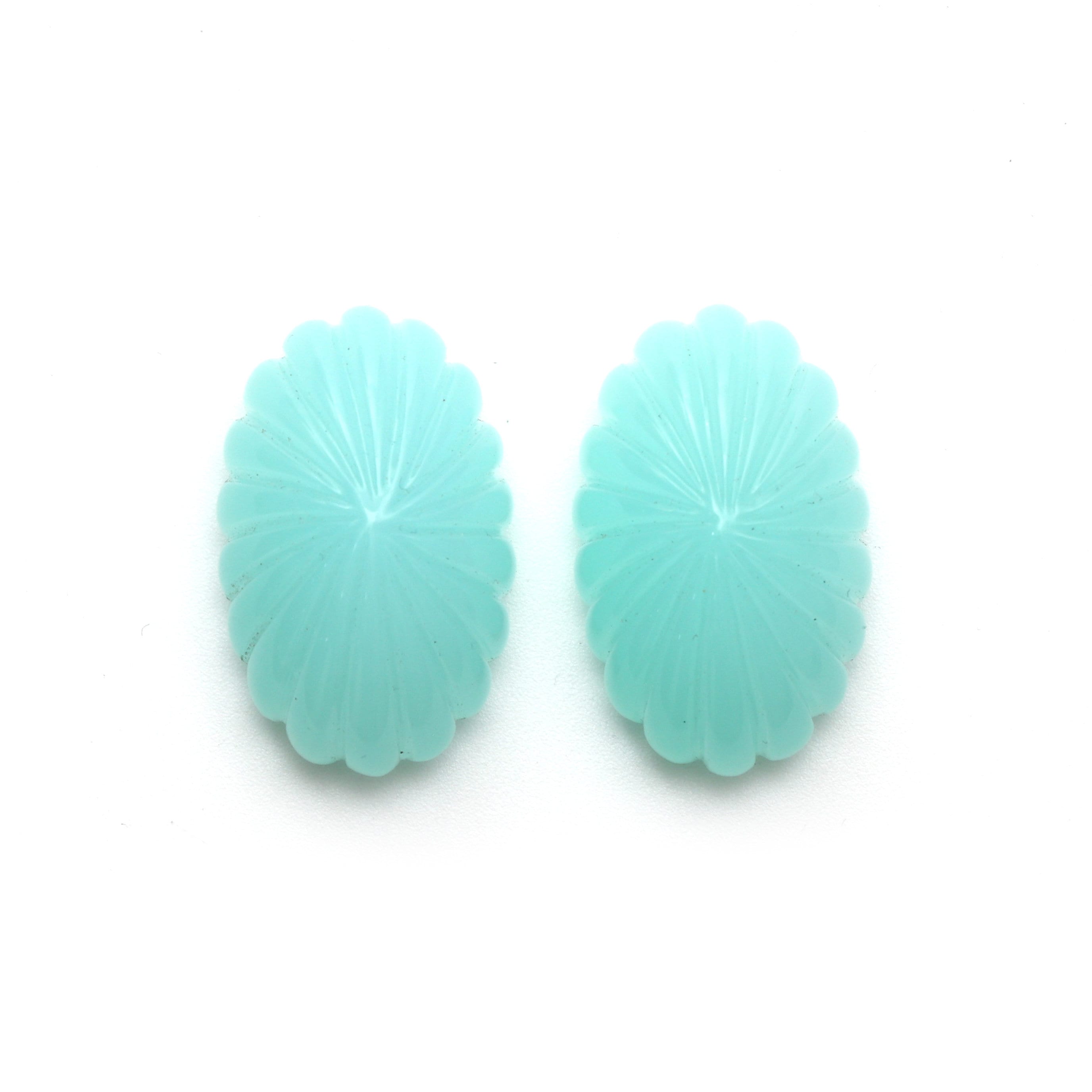Natural Chrysoprase Carving Oval Loose Gemstone, 18.5x29.5 Mm, Chrysoprase Jewelry Making Gemstone, Chrysoprase Oval, Pair ( 2 Pieces )