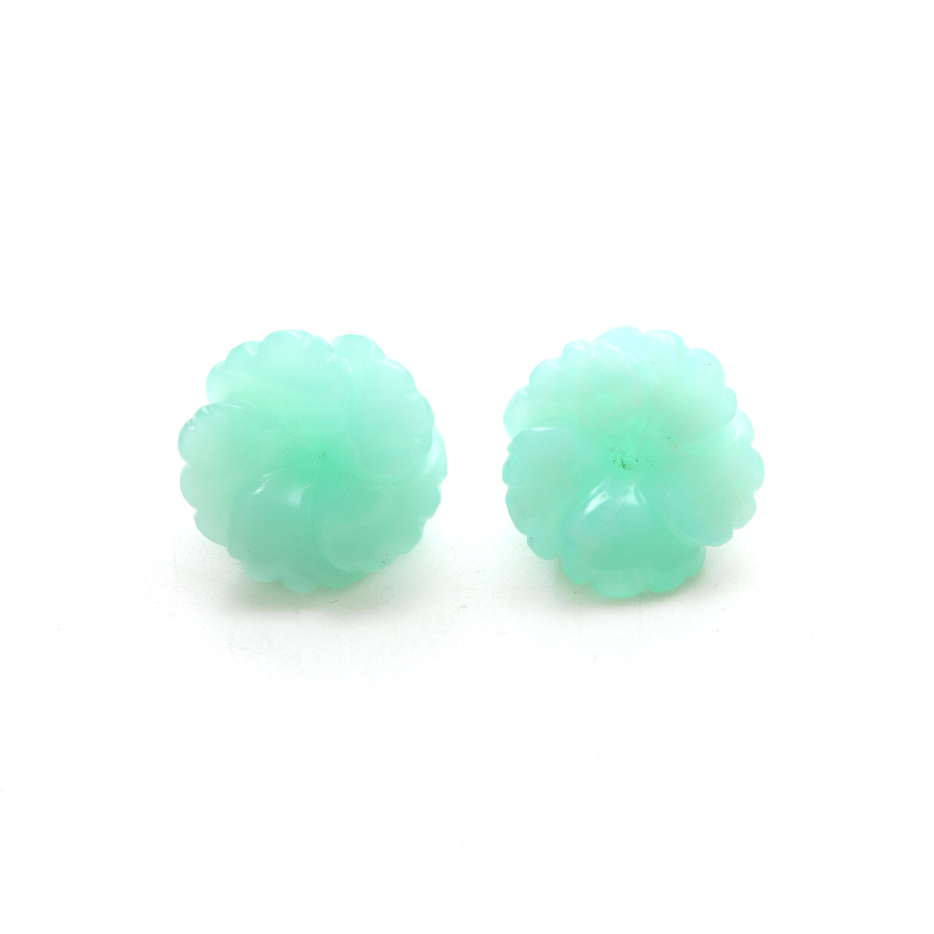 Natural Chrysoprase Flower Carving Loose Gemstone, 17x17 Mm, Chrysoprase Jewelry Handmade Gift For Women, Pair ( 2 Pieces ) Natural Chrysoprase Flower Carving Loose Gemstone, 17x17 Mm, Chrysoprase Jewelry Handmade Gift For Women, Pair ( 2 Pieces )