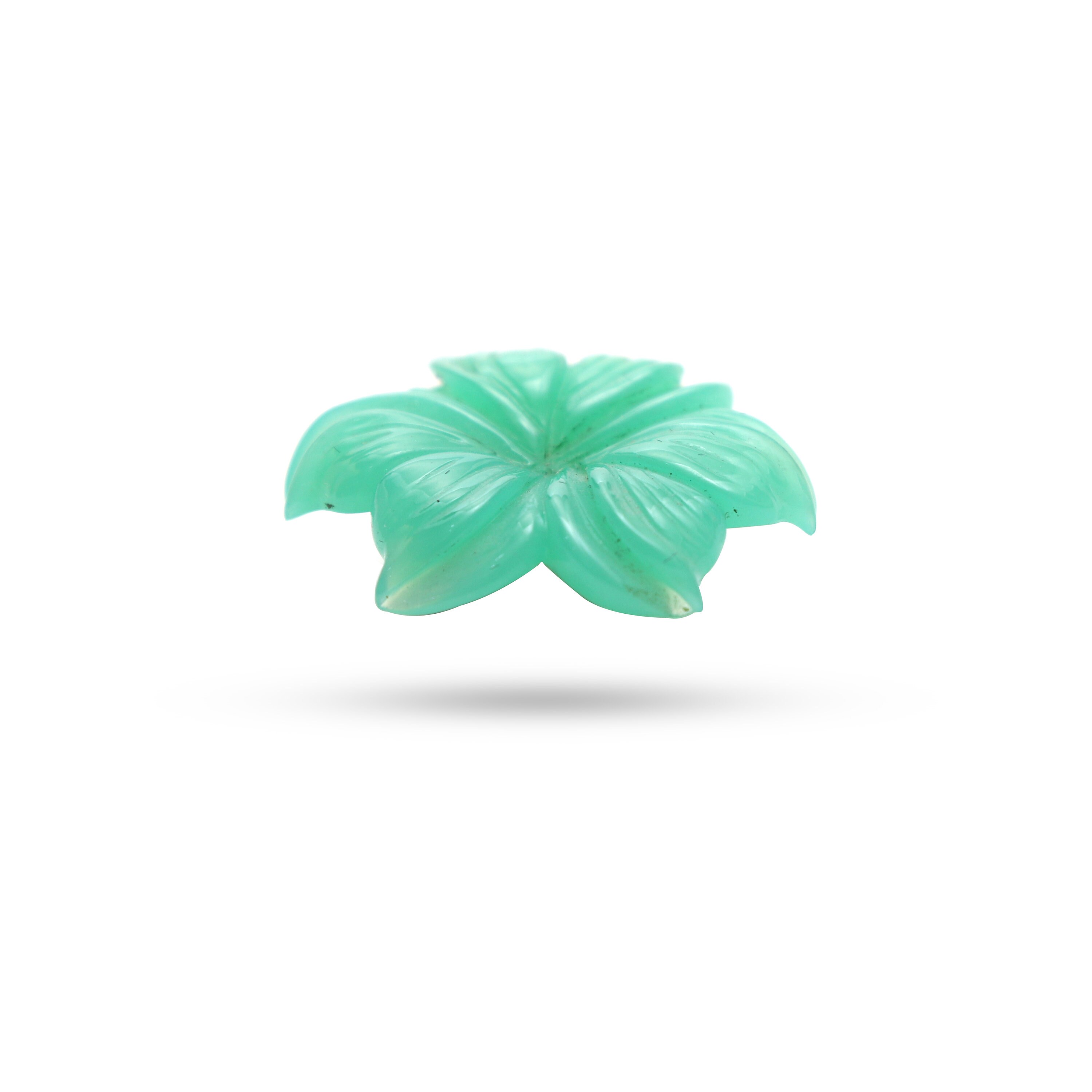 Natural Chrysoprase Flower Carving Loose Gemstone, 24x25 Mm, Chrysoprase Jewelry Handmade Gift For Women, 1 Piece