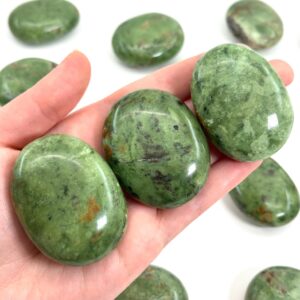Chrysoprase Palm Stone | Polished Green Crystal Worry Stone (heart Chakra)