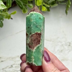 Chrysoprase Point , 61g , - #5 (polished Green Crystal Tower, Healing Stone, Heart Chakra, Love) Chrysoprase Point , 61g , - #5 (polished Green Crystal Tower, Healing Stone, Heart Chakra, Love)