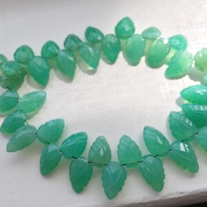 Spectacular Chrysoprase Chalcedony Carved Leaves 10 Pcs