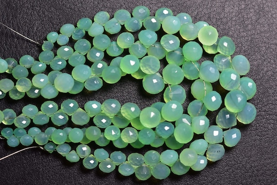 Superb Lime Chalcedony Onion Beads - 7 Inches - Beautiful Natural Faceted Chrysoprase Color Chalcedony Onion - Size Is 5.5-8 Mm #1345