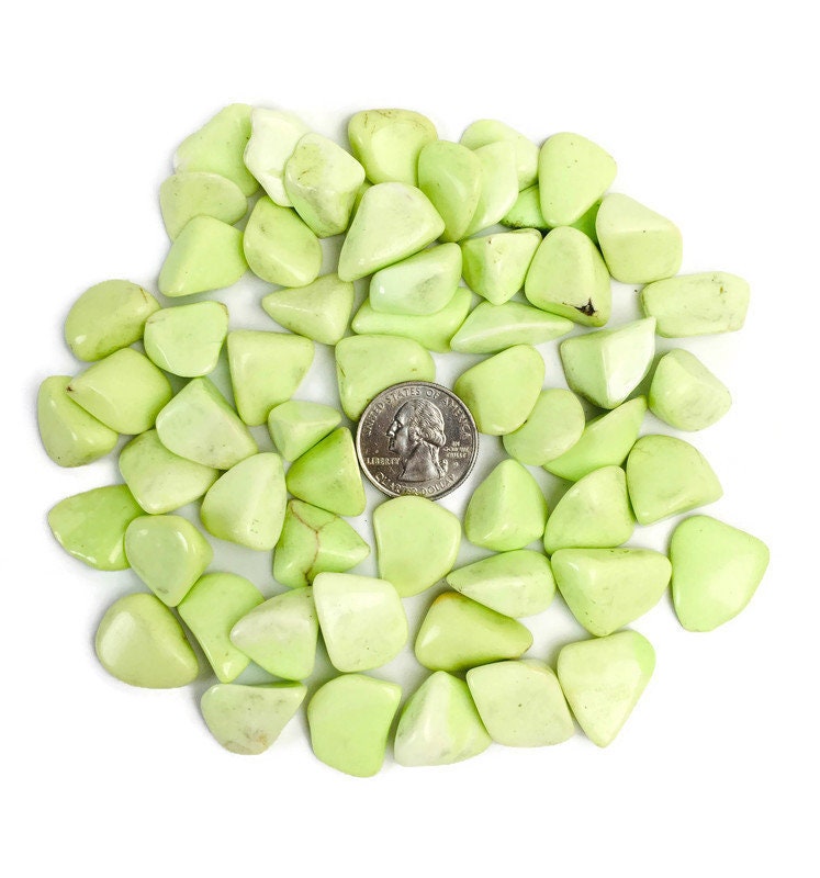 Chrysoprase (1) Lemon Chrysoprase Tumbled Stone Polished Light Yellow Green Natural Gemstone