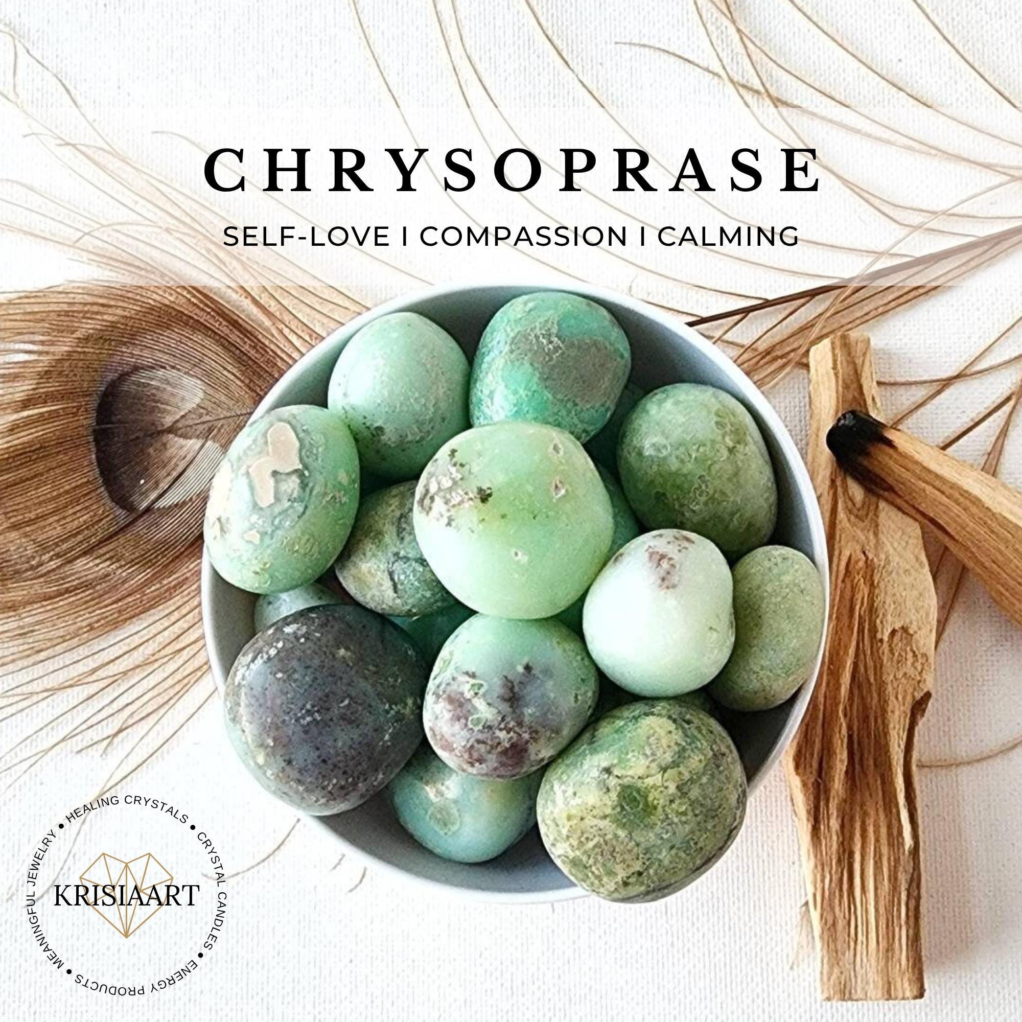 Chrysoprase Stone Tumbled Green Chrysoprase Crystal Polished Gemstone Reiki Healing Chakra Crystal Natural Green Chalcedony Stone Supply