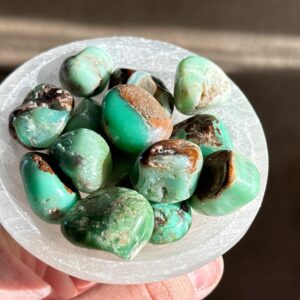 Chrysoprase tumble stone. Ethically and Faire Trade Sourced from Brazil. Crystal Healing.