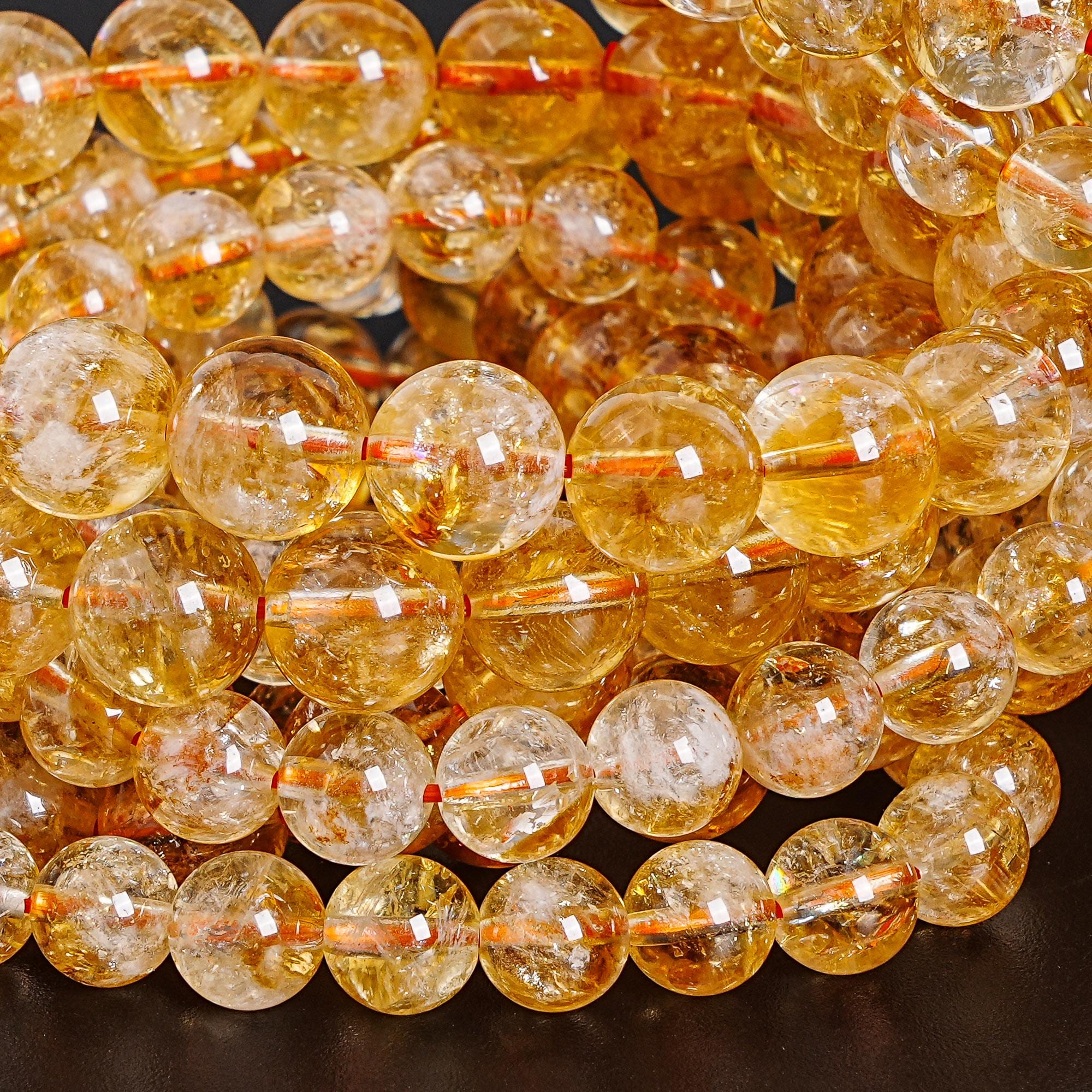 7-8mm 10mm Transparent Yellow Citrine Beads Bracelet Grade A Natural Round Gemstone 7.5" Bulk Lot Options