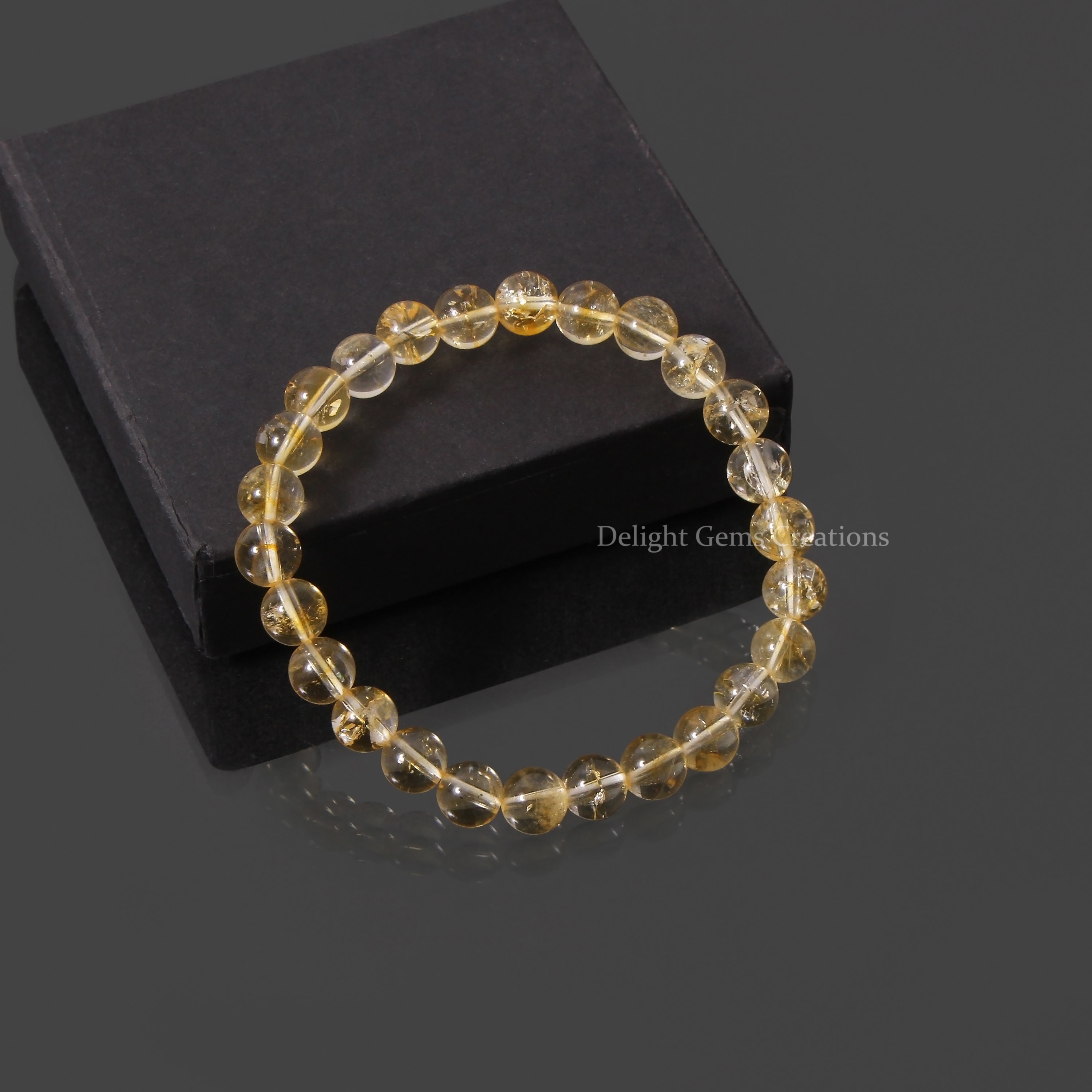 8mm Citrine Gemstone Stretch Bracelet, Smooth Round Beaded Bracelet, Citrine Stackable Bracelet, Unisex Bracelet, Yoga Jewelry