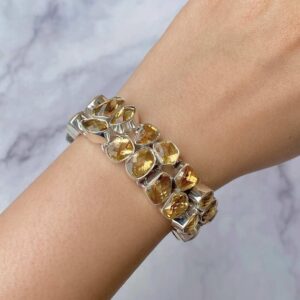 Citrine Bracelet / 925 Sterling Silver / Healing Gemstone / Gifts for her / Fancy Cut / Citrine Jewelry / Statement Bracelet CIT-B-1.