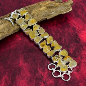 Beautiful Citrine Rough Bracelet 925 Sterling Silver Bracelet Adjustable Chain Bracelet Gemstone Bracelet Handmade Jewelry Party Wear Gift