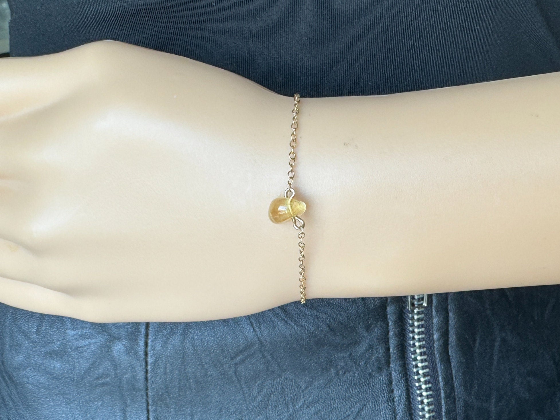 Citrine Crystal Bracelet: 14k Gold Filled Gemstone Jewelry