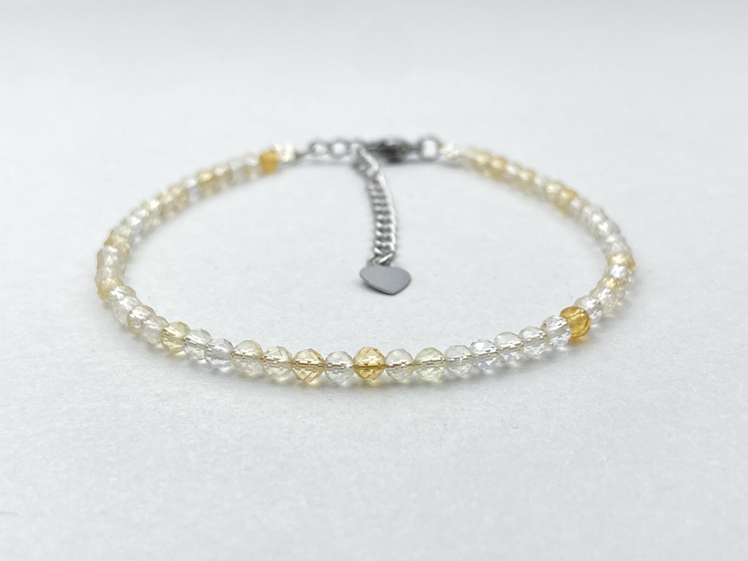 Citrine Bracelet & Dainty Choker Set, Beaded November Birthstone Jewelry, Minimalist Citrine Accessories