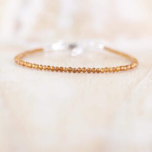 Citrine Beaded Bracelet, Sterling Silver, Yellow Or Rose Gold Filled, Dainty Stacking Jewelry