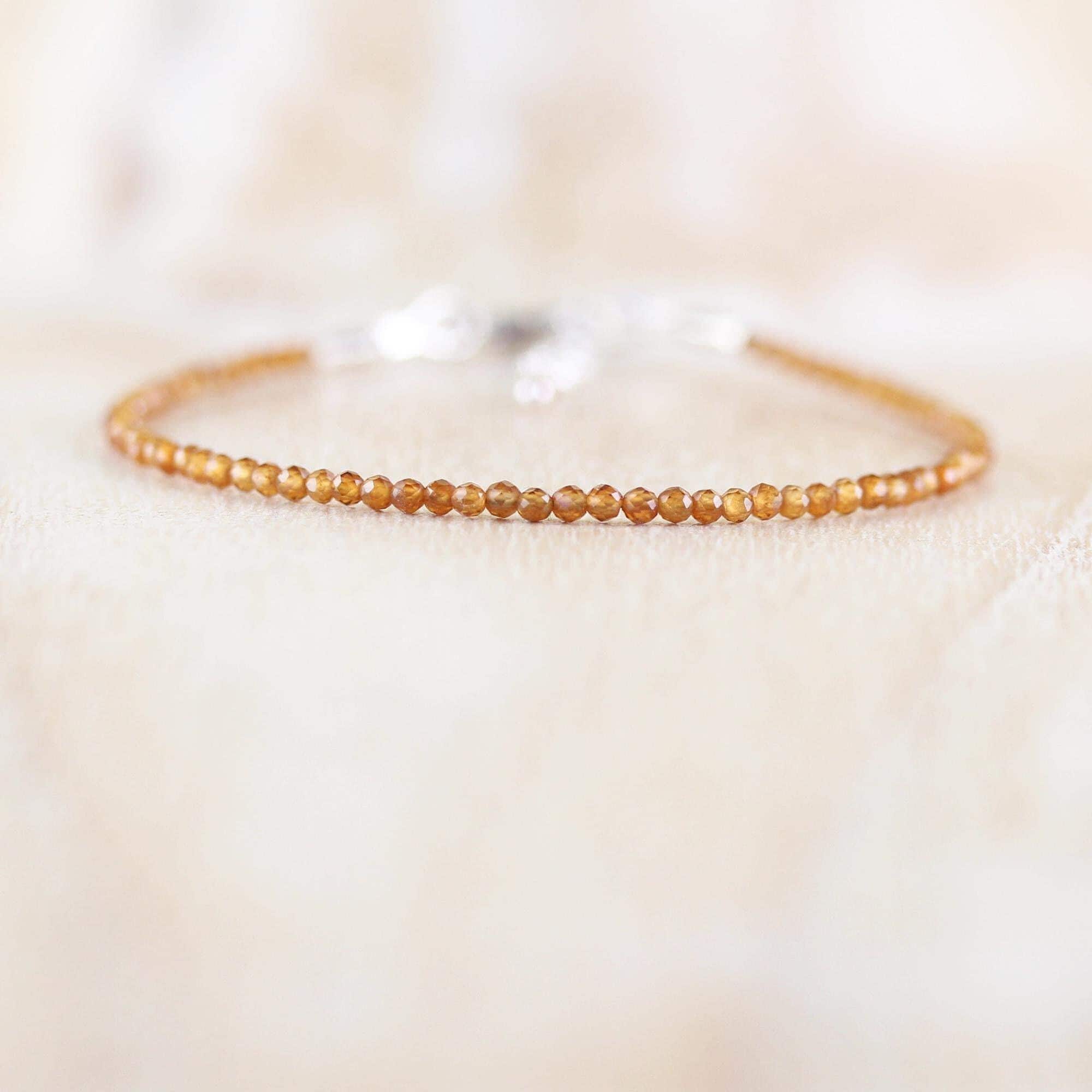 Citrine Beaded Bracelet, Sterling Silver, Yellow Or Rose Gold Filled, Dainty Stacking Jewelry