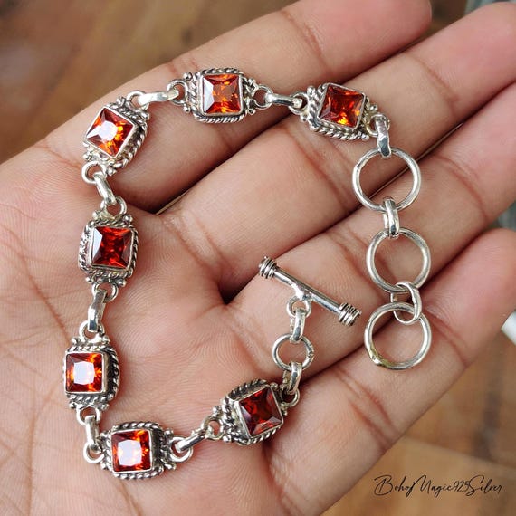 Citrine Gemstone Adjustable Bracelet, 925 Sterling Silver Gemstone Jewelry For Women