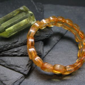 Citrine Genuine Bracelet ~ 6.5 Inches ~ 12mm Oval Beads