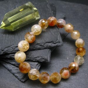 Citrine Genuine Bracelet ~ 7 Inches ~ 10mm Facetted Beads