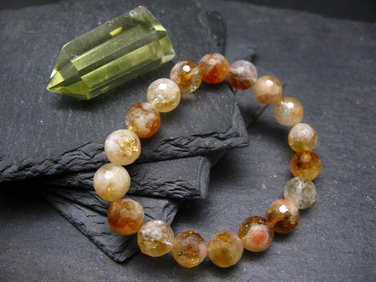 Citrine Genuine Bracelet ~ 7 Inches  ~ 10mm Facetted Beads