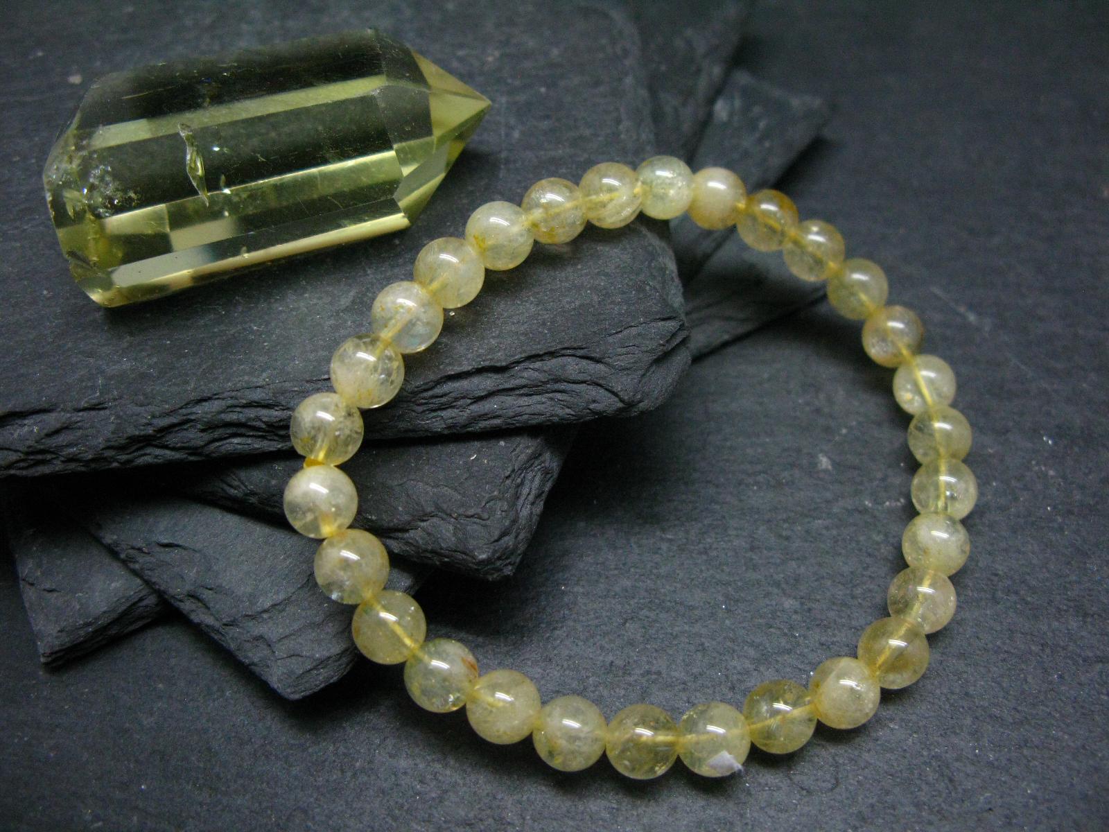 Citrine Genuine Bracelet ~ 7 Inches  ~ 6mm Round Beads