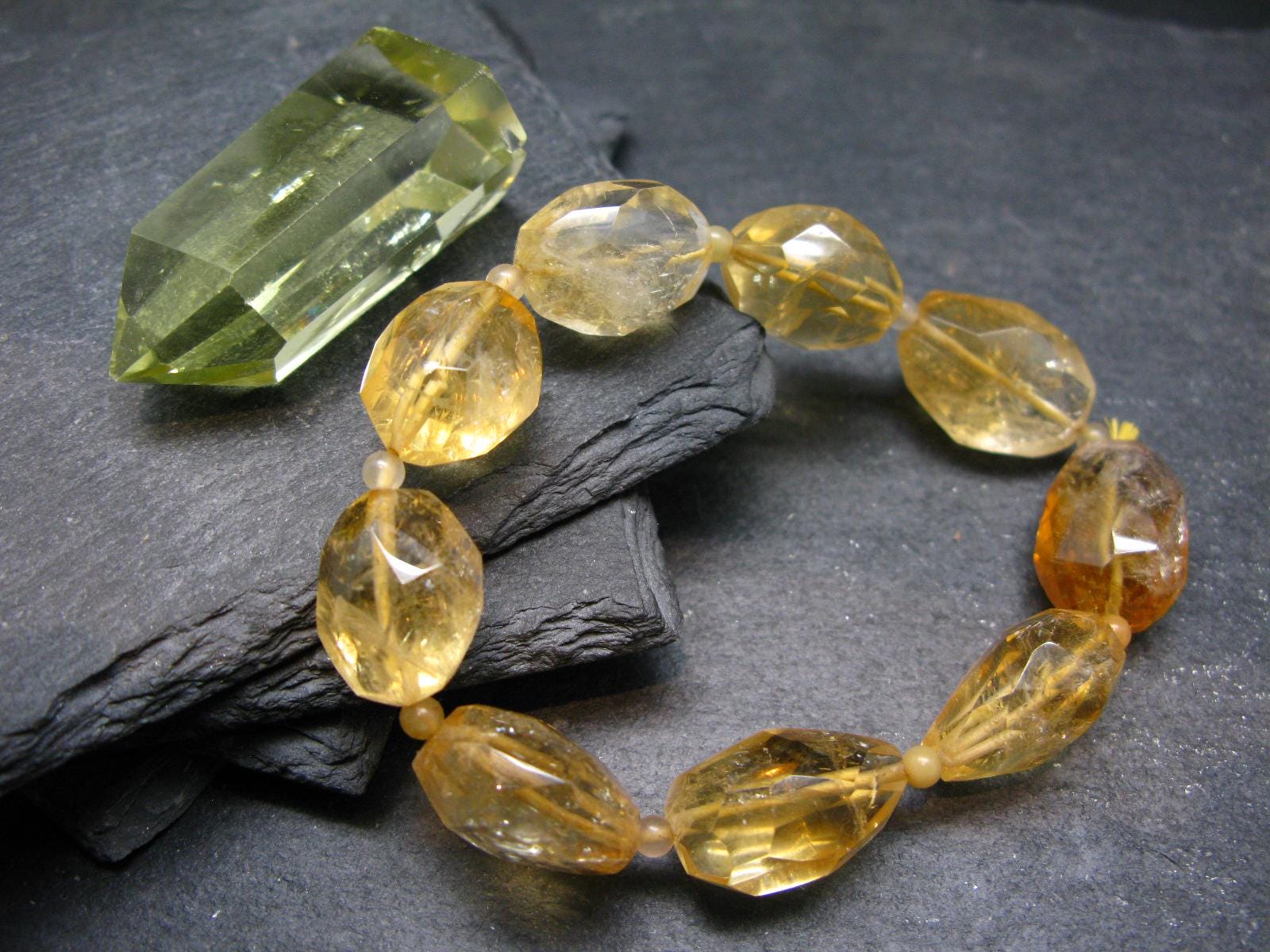 Citrine Genuine Bracelet ~ 7 Inches ~ 20mm Facetted Beads Citrine Genuine Bracelet ~ 7 Inches ~ 20mm Facetted Beads