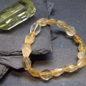 Citrine Genuine Bracelet ~ 7 Inches ~ 12mm Facetted Beads