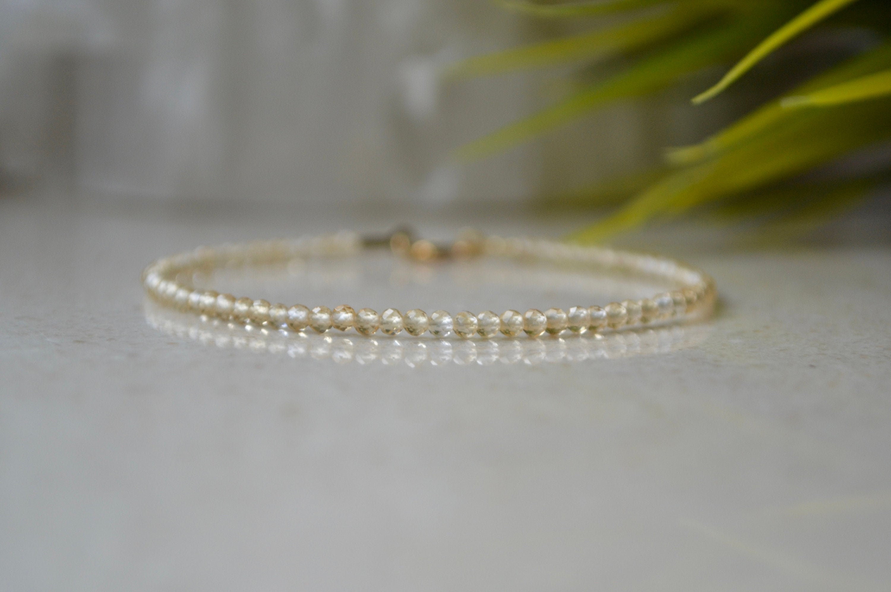 Genuine Citrine Bracelet - Bracelet Femme, Real Citrine Jewelry 2mm, Gemstone Champagne Bracelet With Gold Vermeil, Natural Crystal Jewelry