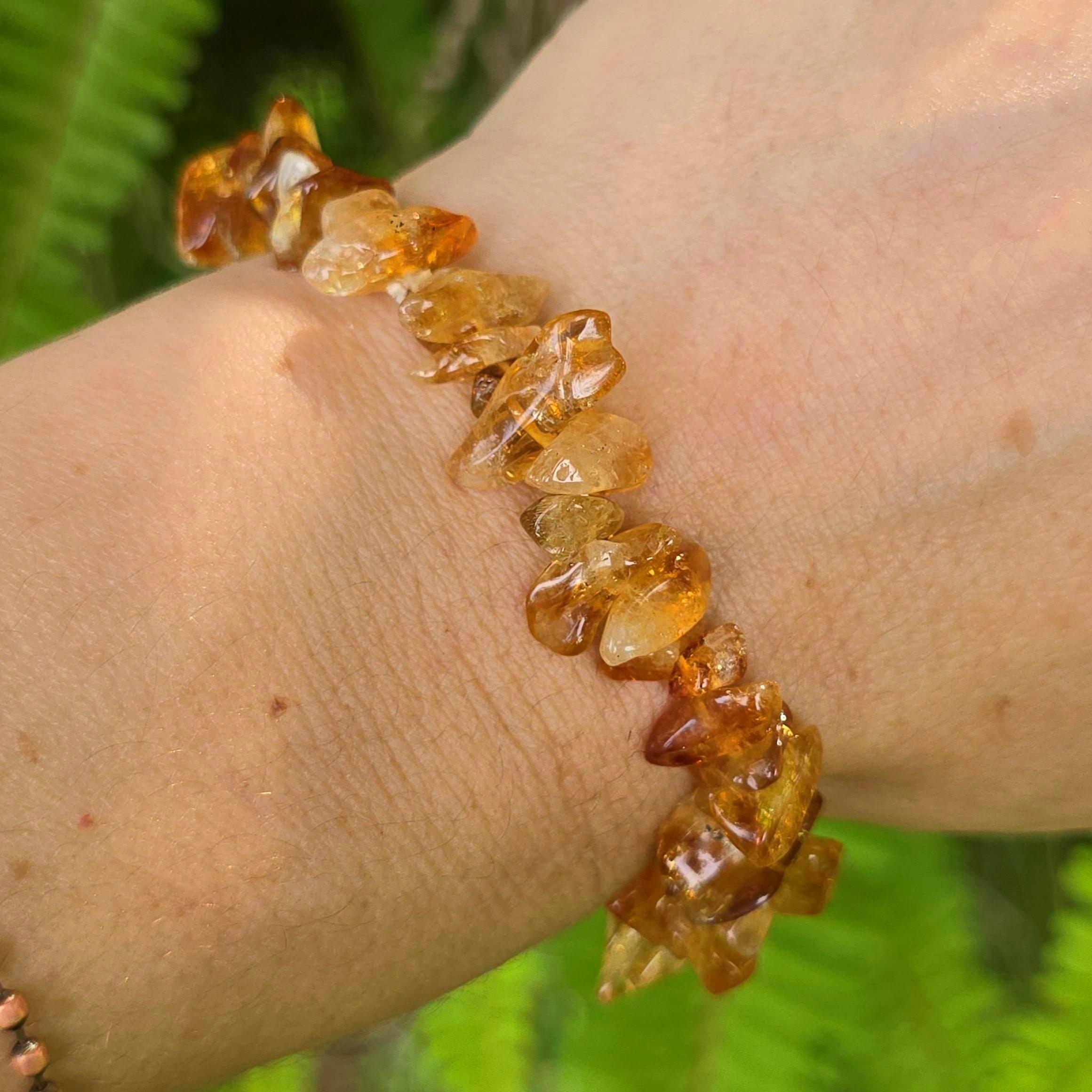 Golden Citrine Beaded Bracelet: Handmade Gemstone Chips Stretch Bracelet Golden Citrine Beaded Bracelet: Handmade Gemstone Chips Stretch Bracelet