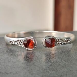 Handcrafted - Natural Raw Citrine Gemstone Bracelet, Sterling Silver Cuff Jewelry