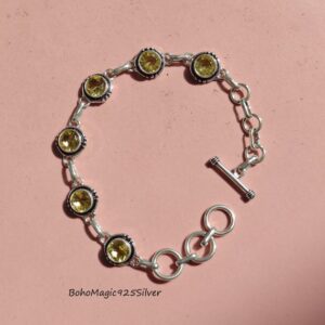 Handmade Citrine 925 Sterling Silver Bracelet: Gemstone Jewelry