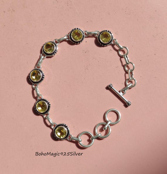 Handmade Citrine 925 Sterling Silver Bracelet: Gemstone Jewelry