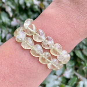 Citrine Heart Crystal Bracelet: Clear Yellow Gemstone Bead