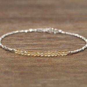 Citrine Bracelet, Hill Tribe Beads, Citrine Jewelry, Pure Silver, November Birthstone, Gemstone Bracelet