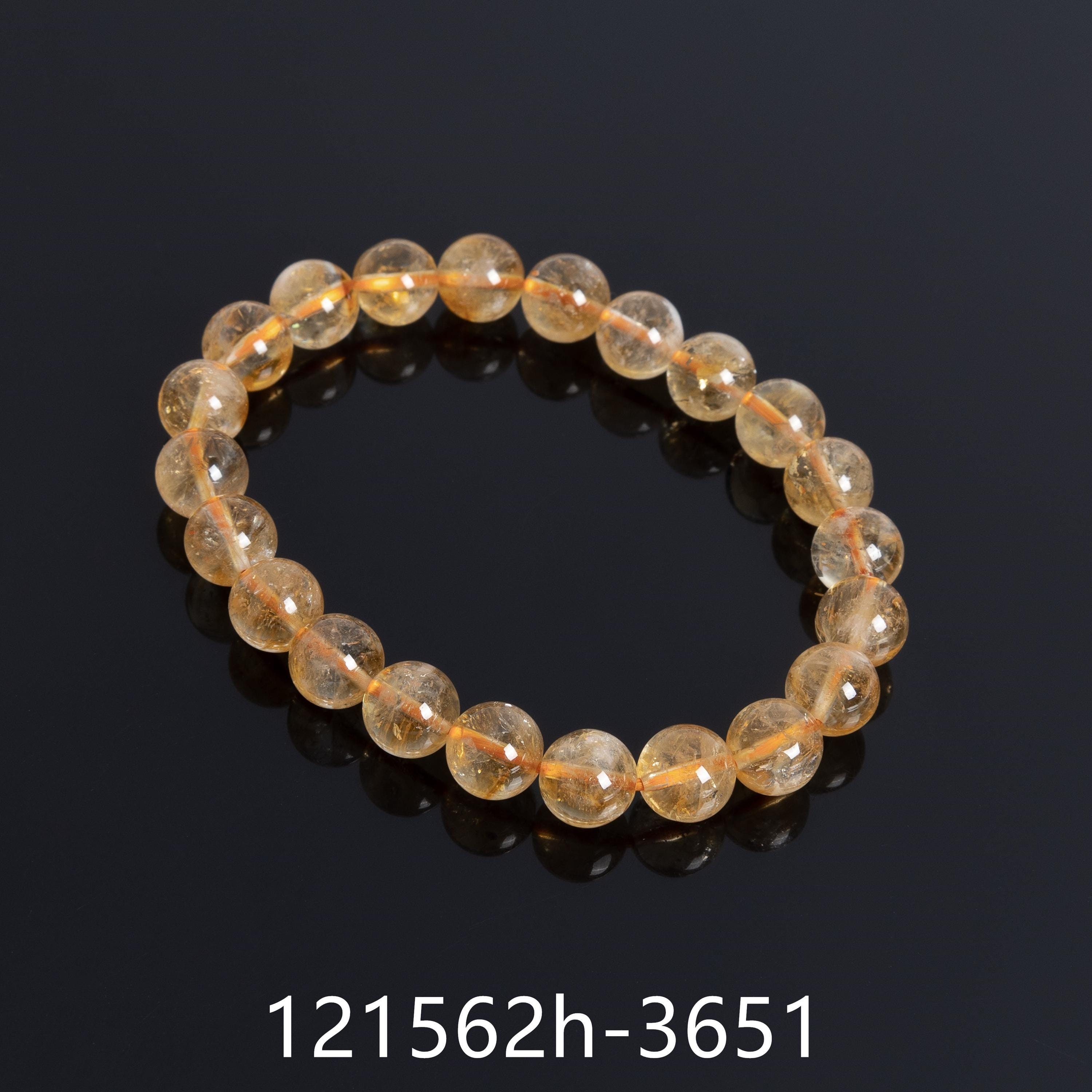 Light Yellow Citrine Beads Bracelet 7"/7.5" Genuine Natural Round Gemstone Beads