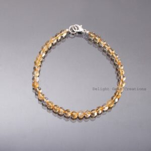Natural Citrine Beaded Bracelet, Handmade Gemstone Jewelry