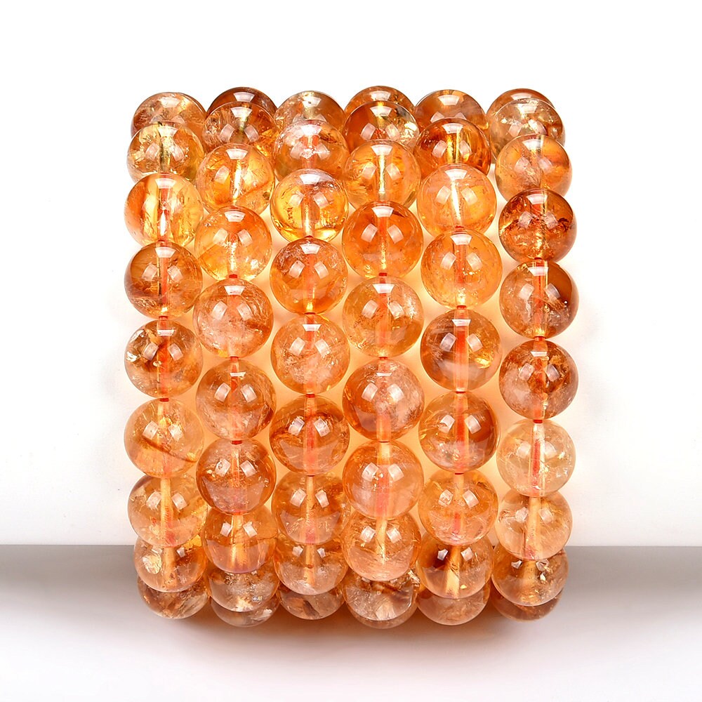 Natural Citrine Gemstone Round Bracelet 8mm 10mm 7.5 Inch Strand (s21) Natural Citrine Gemstone Round Bracelet 8mm 10mm 7.5 Inch Strand (s21)