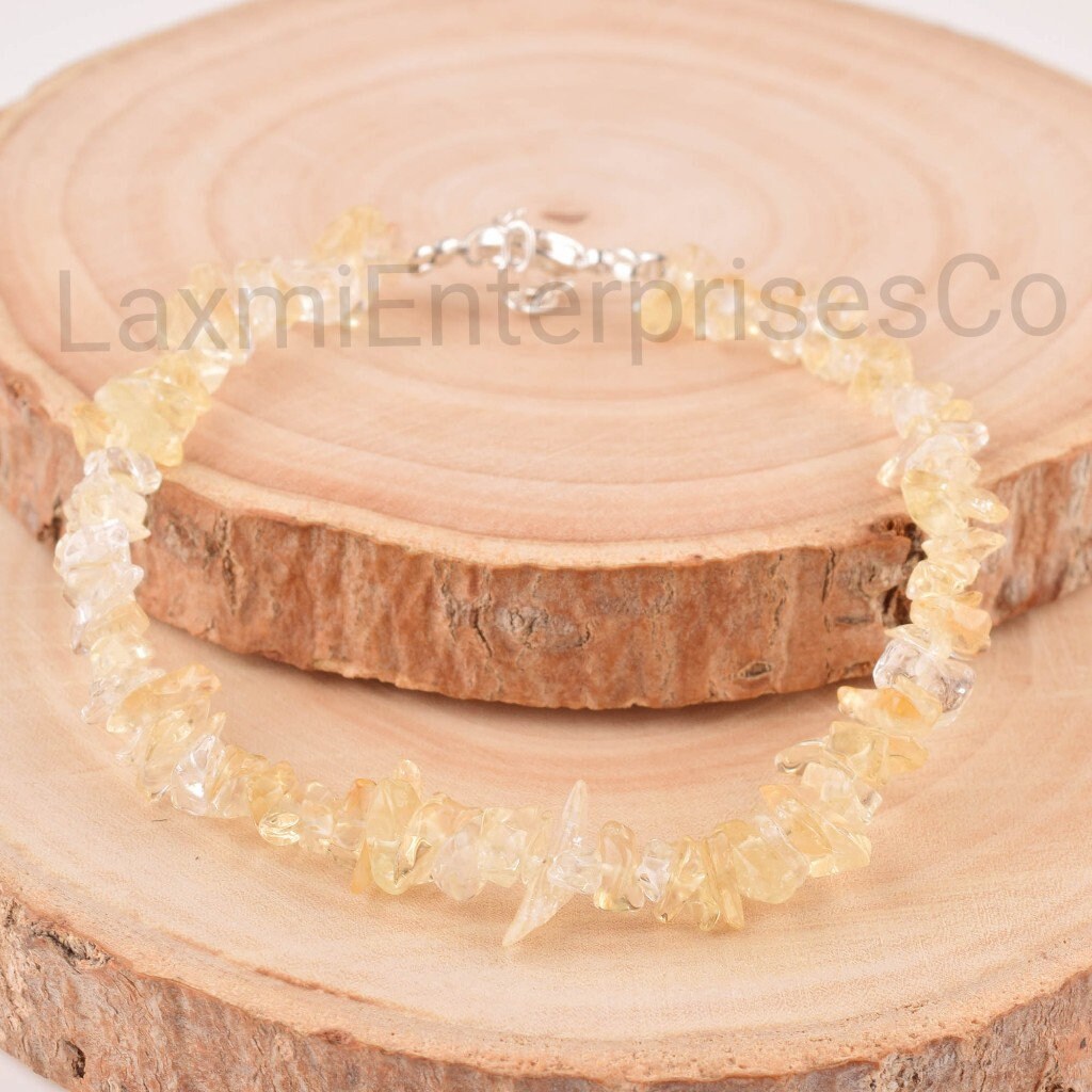 Natural Raw Citrine Bracelet In 925 Sterling Silver, Rough Yellow Gemstone Dainty Bracelet, November Birthstone Stack Gift