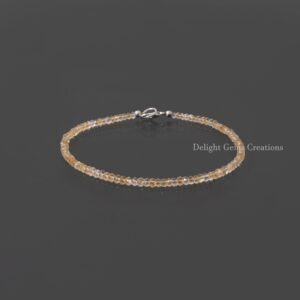Natural Yellow Citrine Beaded Bracelet, Faceted Rondelle Gemstone