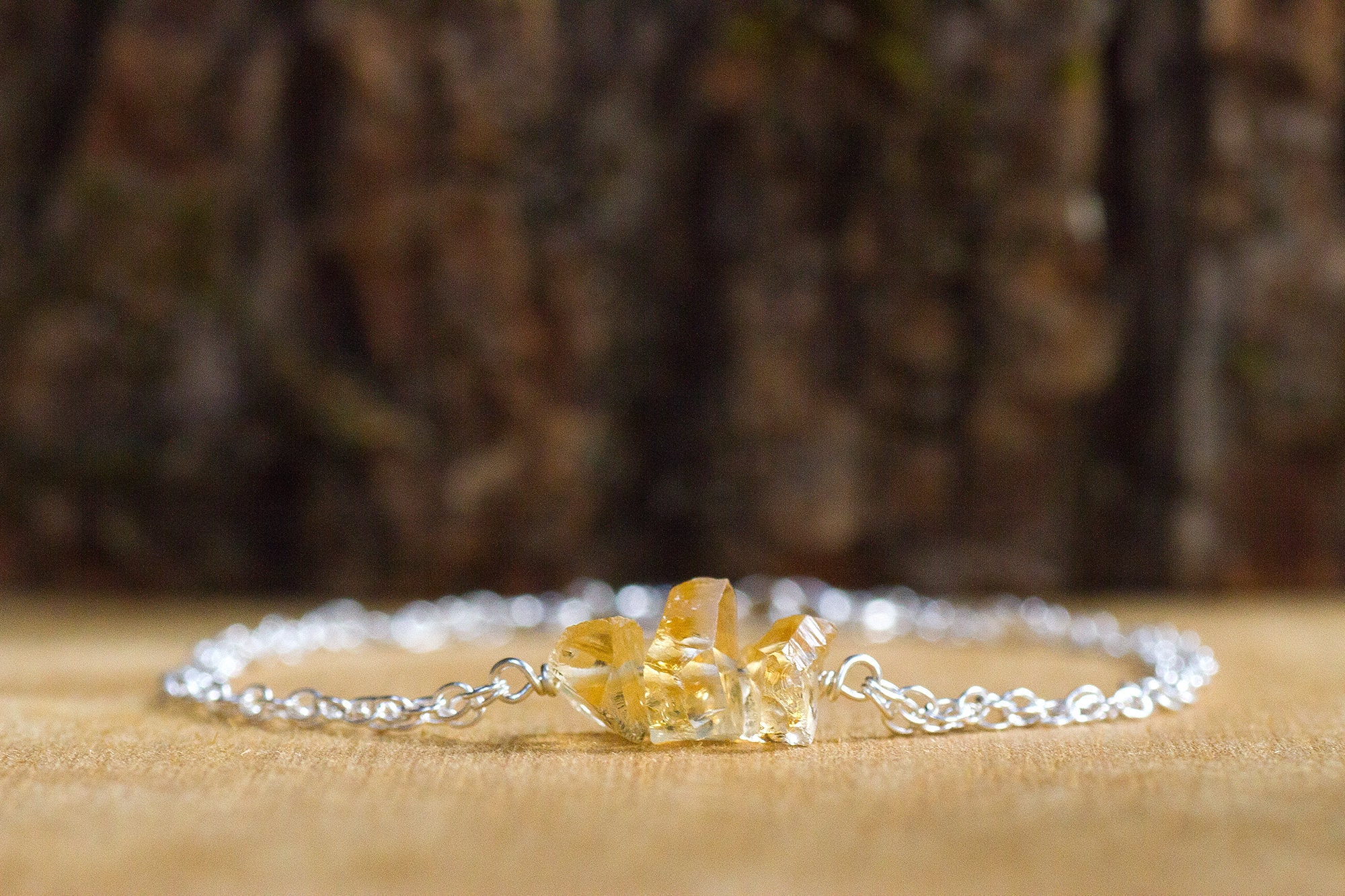 November Birthstone Bracelet - Raw Citrine Bracelet - Crystal Healing - Raw Crystal Bracelet - Scorpio Zodiac Bracelet