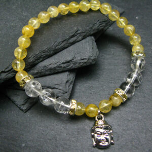 Citrine & Quartz Genuine Bracelet ~ 7 Inches ~ 8mm Round Beads