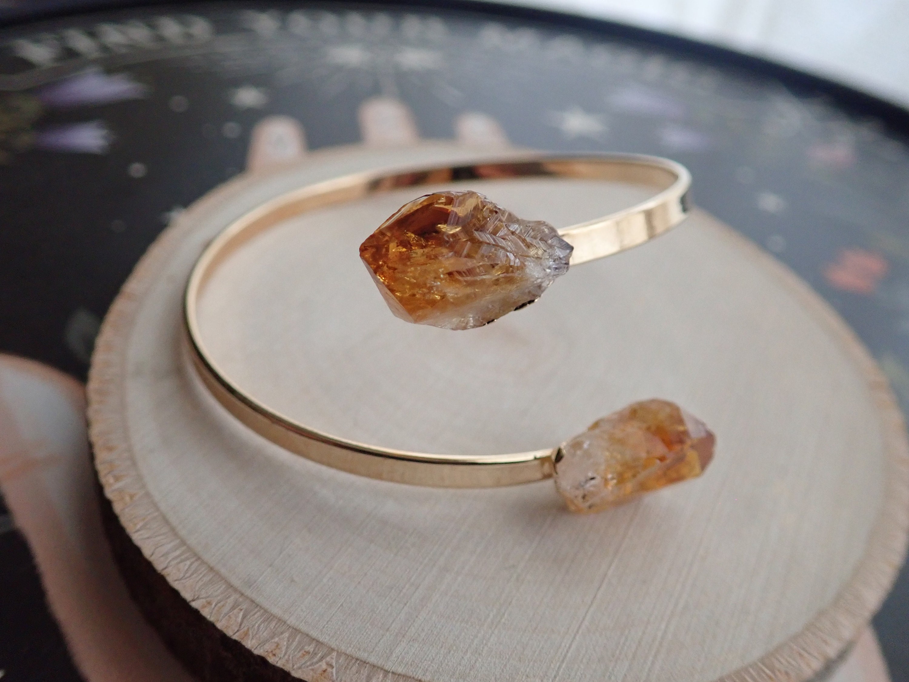 Raw Citrine Cuff Bracelet, Crystal Adjustable Bangle, Handmade Gold Open Cuff, Double Gemstone Cuff, Yellow Stone Boho Crystal Jewelry Gift Raw Citrine Cuff Bracelet, Crystal Adjustable Bangle, Handmade Gold Open Cuff, Double Gemstone Cuff, Yellow Stone Boho Crystal Jewelry Gift
