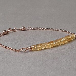Citrine Bracelet: Rose Gold Filled, November Birthstone Jewelry