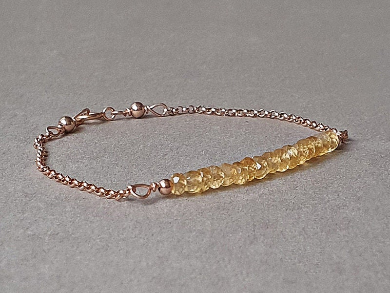 Citrine Bracelet: Rose Gold Filled, November Birthstone Jewelry