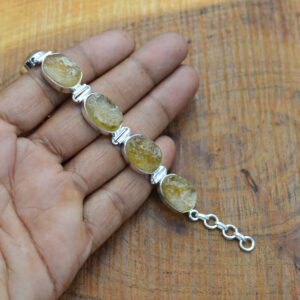 Rough Citrine Sterling Silver Bracelet: Handmade Gemstone Jewelry